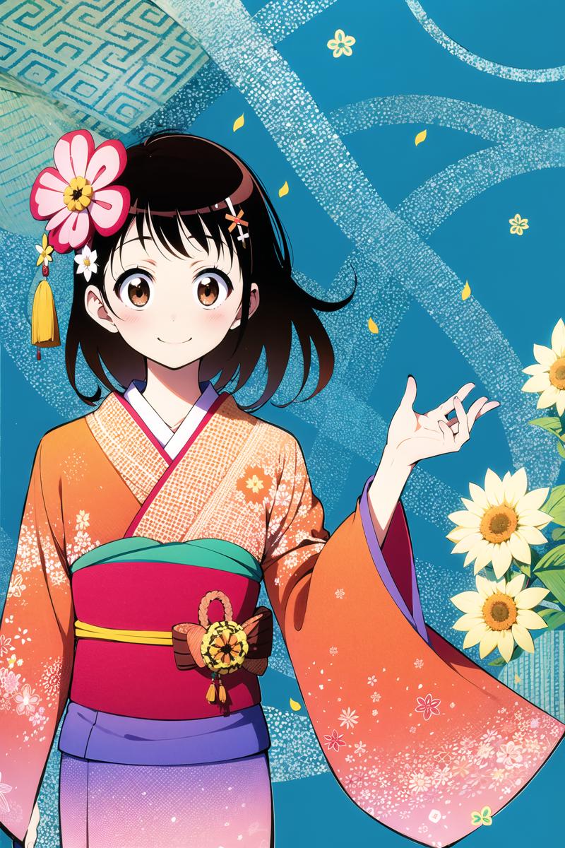 17946-2633103218-Onodera Kosaki, 1girl, japanese clothes, kimono, brown eyes, smile, hair ornament, brown hair, sash, hair flower, flower,  looki.png